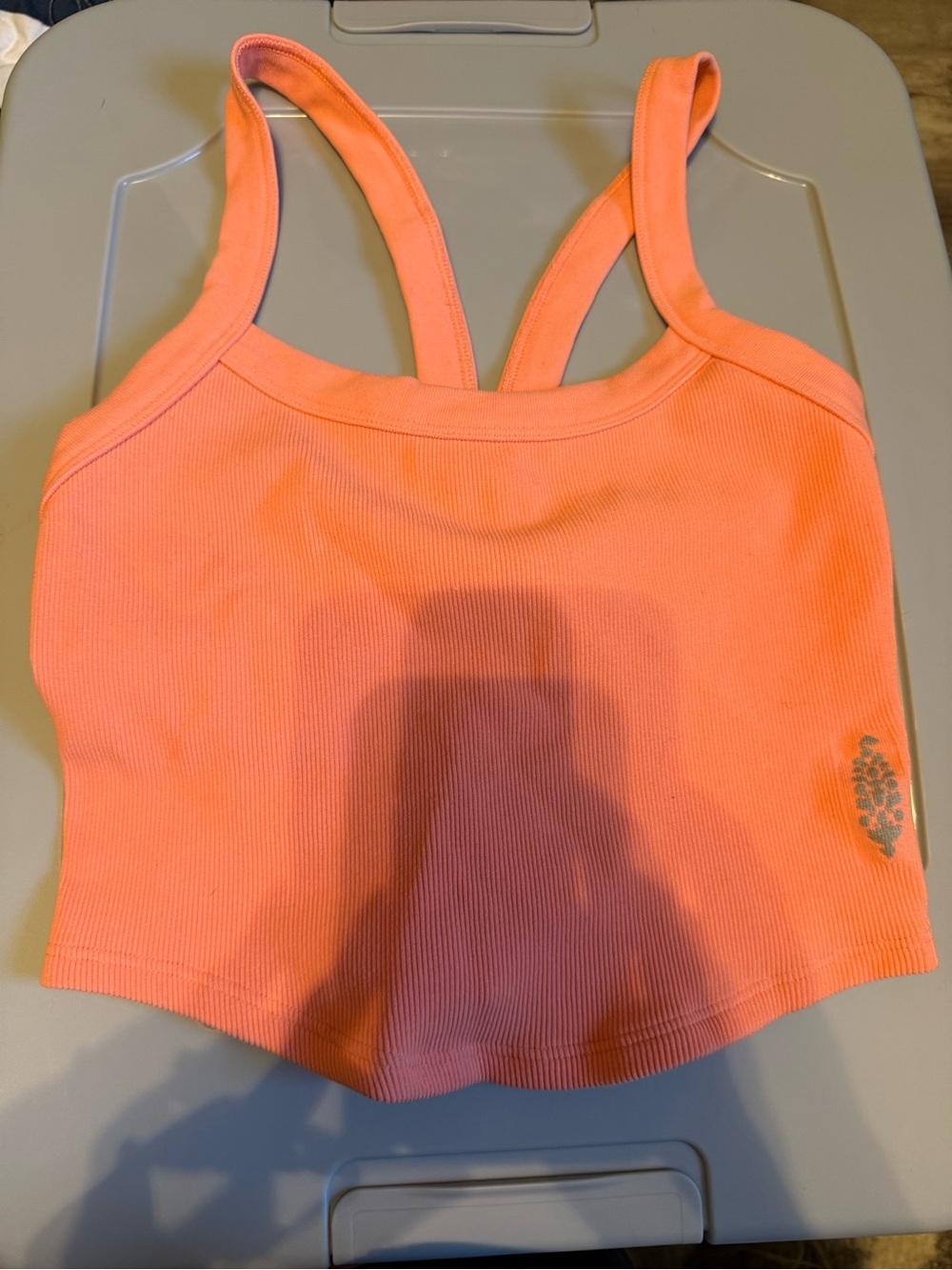 Free People Coral Ribbed Racerback Crop Top